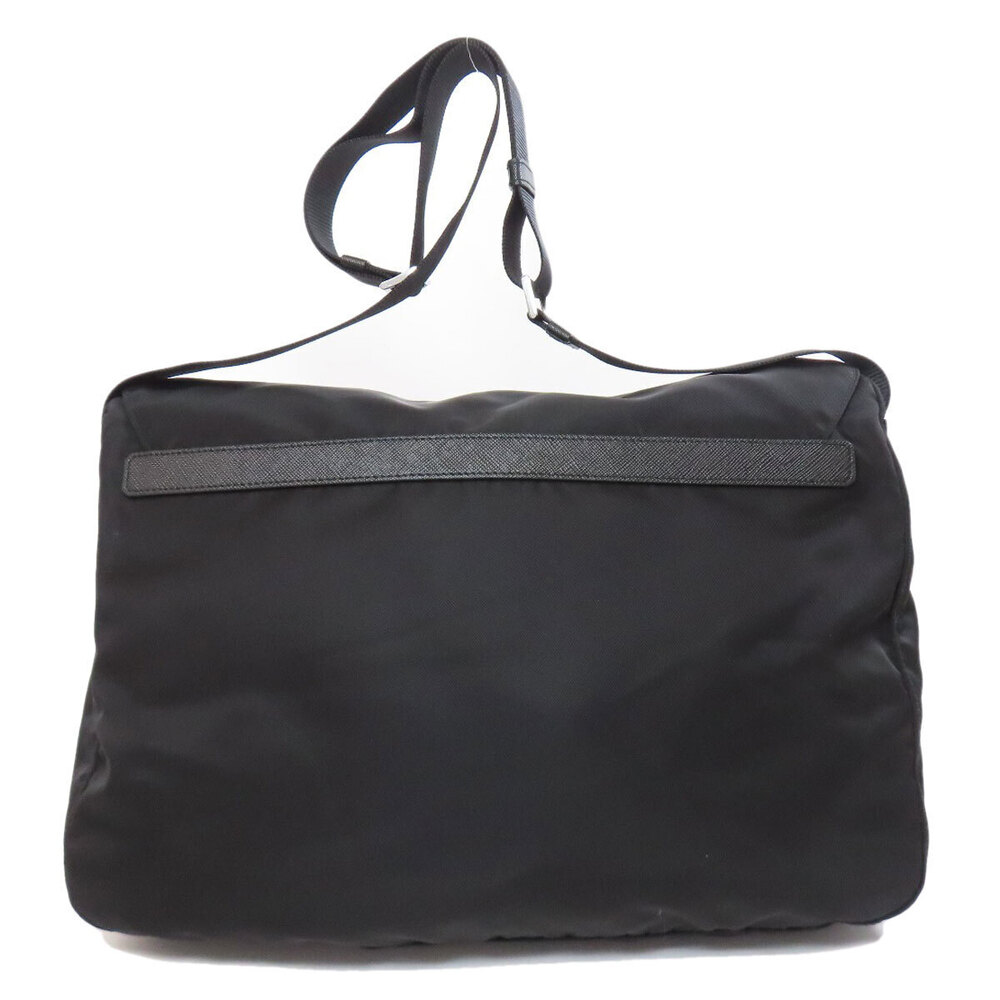 Prada Vela leather black Saffiano messenger bag Black